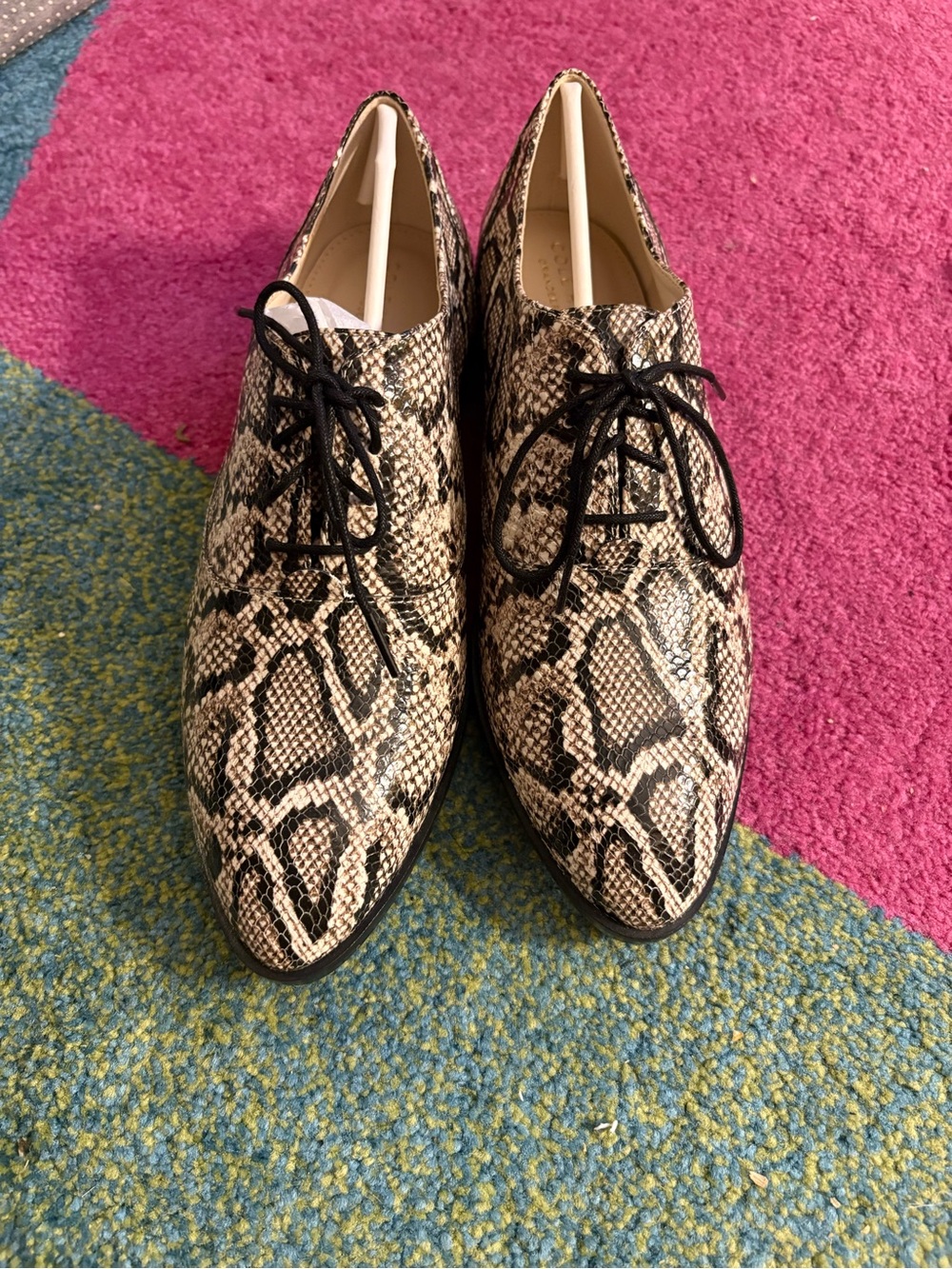 New Women’s Cole Haan Snake Print Leather Lace-Up Oxfords Size 8